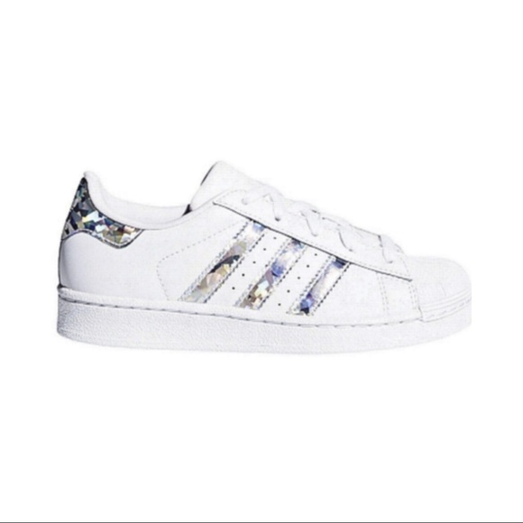 Last NWT HTF adidas Superstar Iridescent Silver 3S - Picture 2 of 8